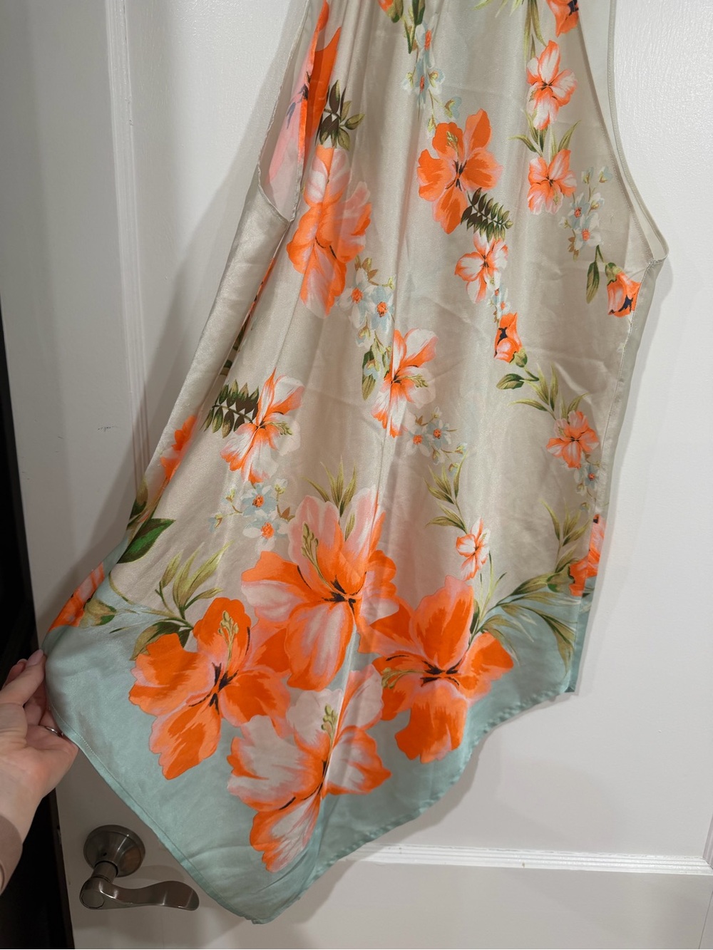 Y2K silk Victoria's Secret Cream Halter Camisole with Orange Floral Print small - Picture 2 of 7